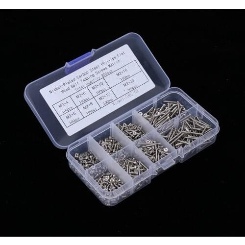 800Pcs Mixed Carbon Steel Phillips Head Micro Screws Phillips Cross Pan Head Self-Tapping Electronic Small Machine Screws Kit