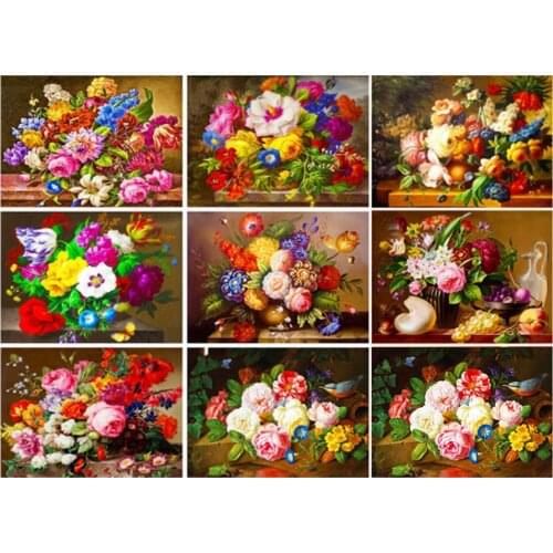 Needlework Diamond Embroidery Lilac Full Square 5D DIY Diamond Painting by Number Rose Cross Stitch Flower Mosaic Kit Wall Decor