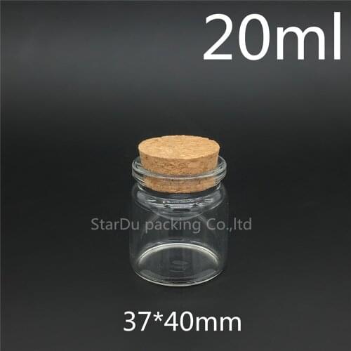 Free shipping 20pcs/lot 37*40mm 20ml Wishing Glass Bottle with Cork ,20cc Glass Vials Display Bottles Wholesale cork bottle