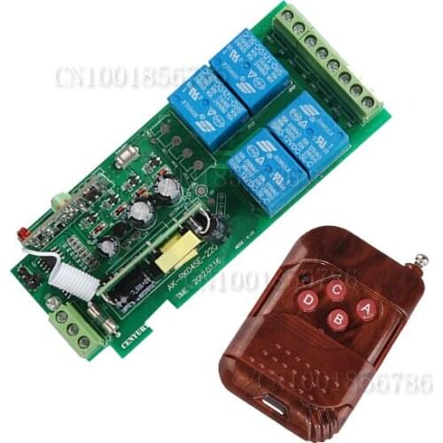 Wireless Remote Control Switch System AC85V~250V 110V 220V RF 4 Relay 200M Wide Voltage Multi-Function For Smart/ Home light