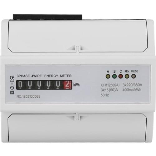 Hot 1 Pcs KWh Meter 3 x 220V/380V Digital 3-phase 4 Wire 7P DIN-Rail Electric Meter Electronic KWh Meter