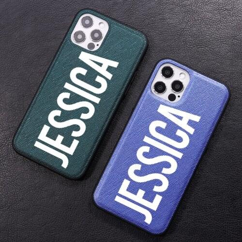 Customized Your Name Soft Touch PU Leather Bumper Phone Cases For iPhone 12 11 Pro XS Max XR 7Plus 8Plus 6S Cover Funda Coque