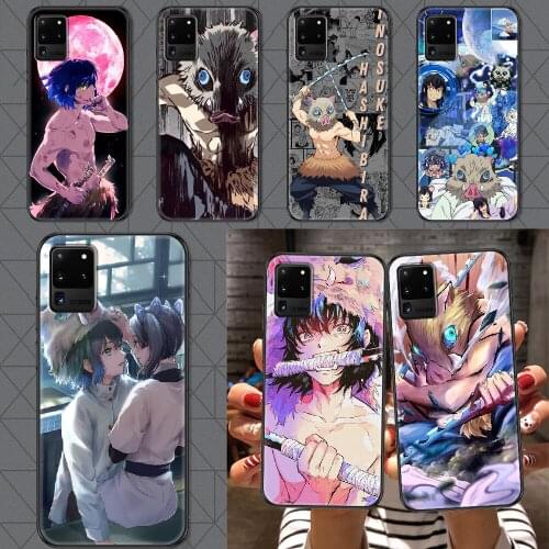 Demon Slayer Hashibira Inosuke Phone case For Samsung Galaxy Note 4 8 9 10 20 S8 S9 S10 S10E S20 Plus UITRA Ultra black trend
