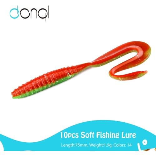 DONQL 10Pcs Jigging Wobblers Fishing Lure Soft Aritificial Silicone Lures Bass Pike Salt Long Tail Fishing Tackle Set