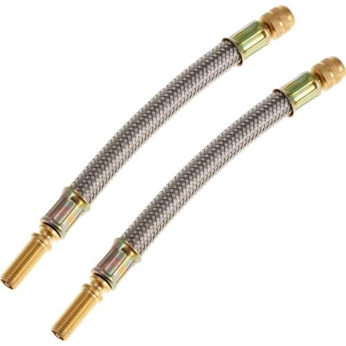 2pcs 150mm 304 stainless steel Flexible Tire Tyre Valve Extension Hose Tube Adapter Twin Wheel Truck for trucks, RVs, campers