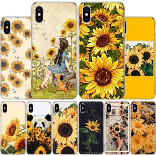 Beauty Yellow Sunflower Print Cover Phone Case For Apple iphone 11 12 Pro XR X XS Max 7 8 6 6S Plus + 7G 6G 5 SE 2020 Coque Popu