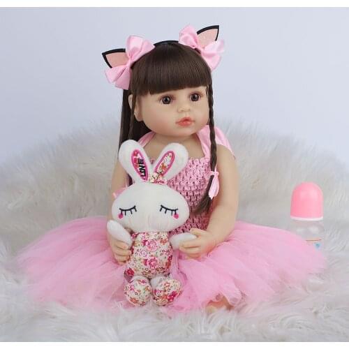 55cm Full Silicone Body Reborn Baby Doll Toy For Girl Vinyl Newborn Princess Bebe Accompanying Toy