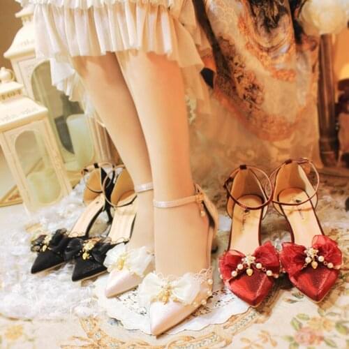 Princess Sweet Girls Female Pointed Toe Tea Party Japanese Cute Bowknot Anime Lolita Shoes Women Harujuku Shoe Feminine Cosplay