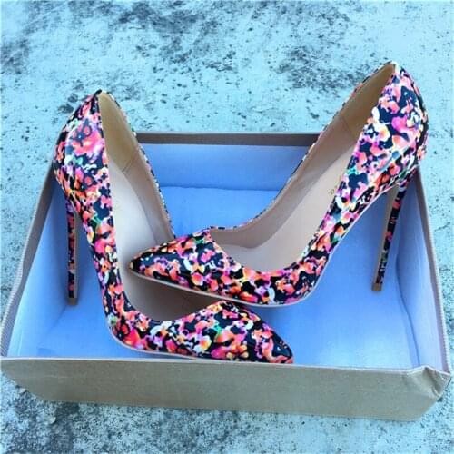 Fashion 12cm pointed toe high-heeled exquisite printing elegant single shoes high heel ladies party shoes QP043 CHENSIR9