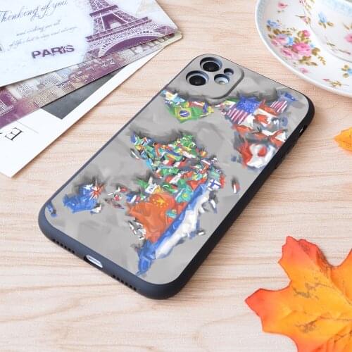 For iPhone World Map Flags 3 Print Soft Matt Apple iPhone Case