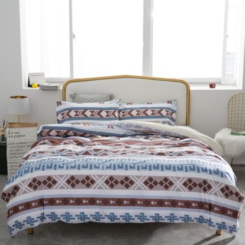 Geometrical Coffee Comforter Cover Set Queen King 3 Pieces Bohemian Blue Pillow Cases Modern Soft Quilt Duvet Bedding Accessory