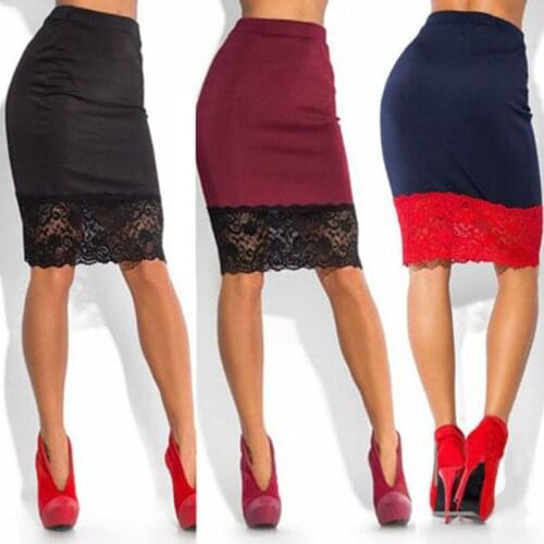 Women New sexy silk knitted silk skirt with lace and lace underlining Tight half-length skir underskirt household nightgown