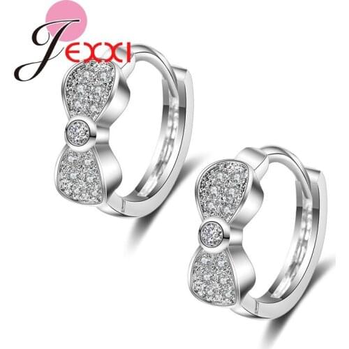 New Fashion Lovely Bow Tie Decoration 925 Sterling Silver Earrings With Fine Cubic Zirconia For Women Girls Party Engagement