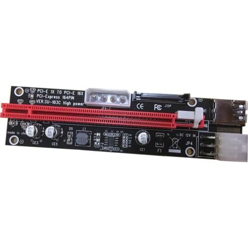 NEW 4pin 6pin SATA Power Supply PCI-Express Riser Card 60cm USB 3.0 Data Cable 1x to 16x Riser for Antminer Bitcoin Miner Mining