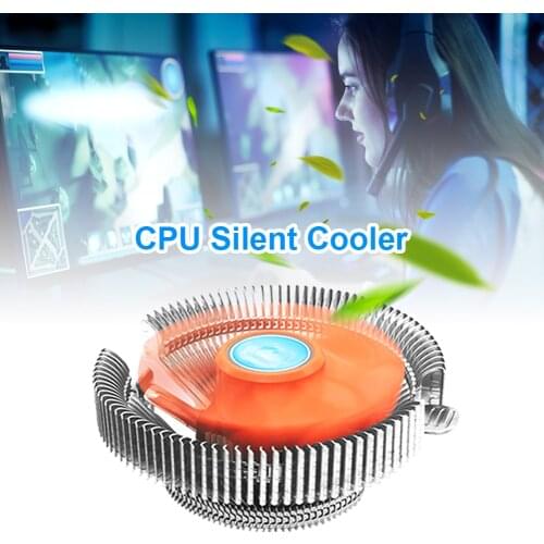 POLAR ICEFLOW Low Profile CPU Air Cooler with Orange/Blue Blades100mmQuietFan Aluminum Fins for AMD LGA Low Noise Radiator New