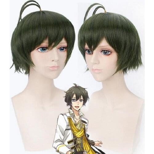 MUTSUKI HAJIME Cosplay Wig short blackish green Synthetic Hair Anime The Animation tsukiuta MUTSUKI HAJIME Party Wigs + wig cap