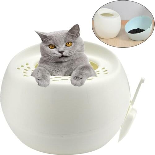 Top-Entry Cat Sandbox With Scoop Fully Closed Pet Plastic Large Litter Training Kitten Pee Pad Tray Cats Toilet Clean Bedpan