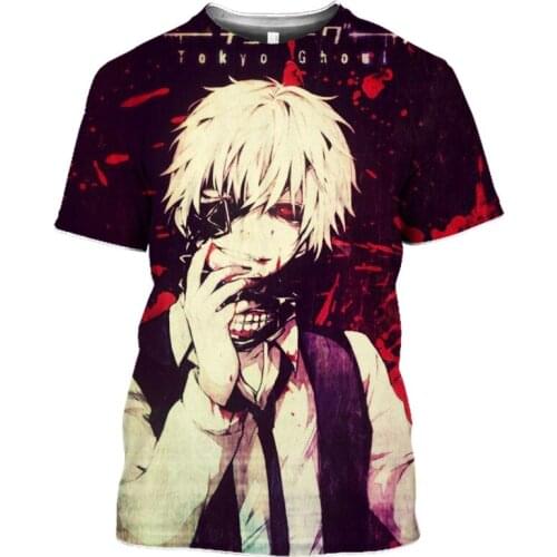 Hot Cartoon Comic Tokyo Ghoul T Shirt 3D Printing Anime Character Kaneki Ken T-shirt Summer Casual Street Cool Plus Size Tops