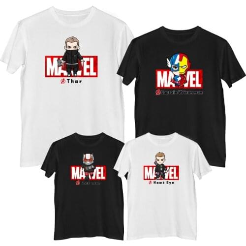 Marvel The Avengers Iron Man Captain America Thor Spider Man Black Widow Hawkeye Hulk Ant Man T-shirt 100% cotton Mens Children