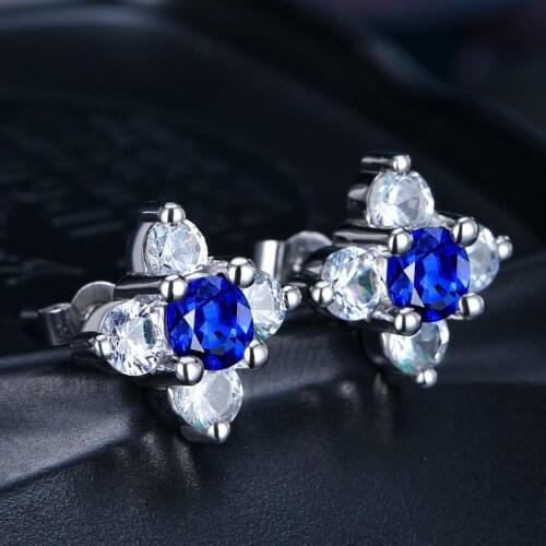 ZHOUYANG Piercing Crystal Flower Stud Earrings For Women Simple Blue Silver Color Wedding Gift Fashion Jewelry Wholesale KBE271