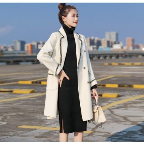 Wool coat 2019 winter new middle and long style small man small fragrant wind wool coat womens Turkish Korean version slim fit