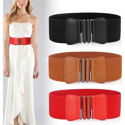 Wide Elastic Stretch leather Slimming Body belt for women corset waist seal girdle ladies dress waistband decoration accessories