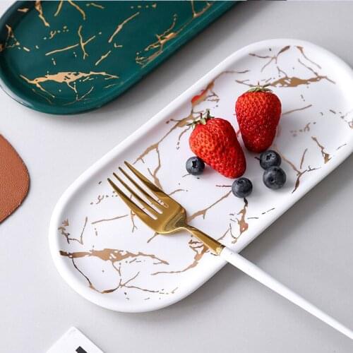 Nordic oval plate simple ceramic sushi plate steak plate creative jewelry storage tray