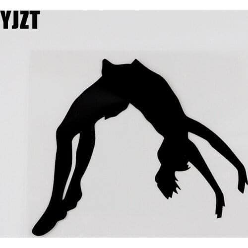 YJZT 13.6CMX11.3CM Art Sports Gymnast Silhouette Decal Vinyl Car Sticker Black/Silver 8A-0806