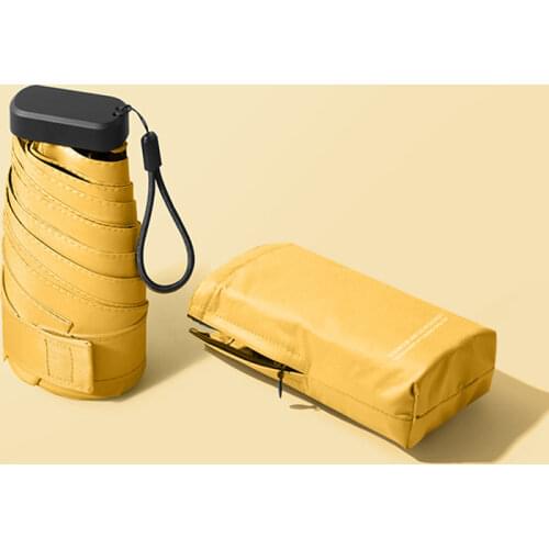 Premium Mini Flat UV Umbrella Six Folding Summer Patio Cute Umbrella Rain Women Portable Travel Pocket Sun Umbrella Kids Colors