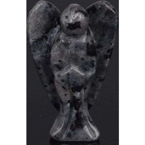 1.5inch LARVIKITE LABRADORITE Gems Carving Angel Natural Crafts Stone Figurine Chakra Healing Reiki Stone