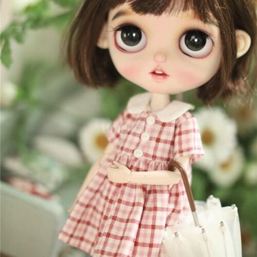 1PCS Cute Plaid Dress for Blyth, Licca, Azone, OB24 Doll Clothes Accessories Toy Gift for Girl