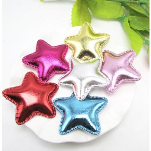 10pcs PU Leather Star Ball Padded Appliques For Clothes DIY Baby Hair Clip headwear Decor Ornament Accessories