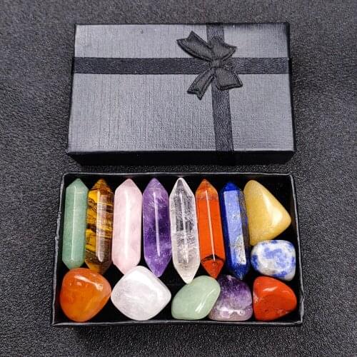 14Pcs/Box Natural Energy Obelisk Quartz Crystal Double Point Reiki Mineral Specimen Healing Gift