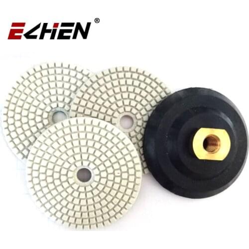 8 pcs 4" Wet resin Diamond Polishing pads sanding discs with a backer Rubber / Aluminum based marble quartz tile concrete
