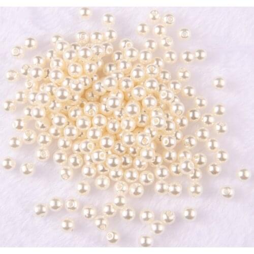 BOLIAO 50Pcs 6*6mm Round Beeds White/Beige Acryl Flat Back Appliques Sew on Bags/Clothes Decoration Bracelet Making R338