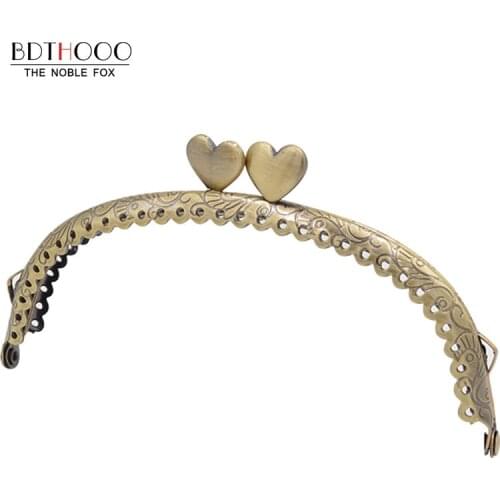 12.5cm Arch Metal Purse Frame Handle for Clutch Shoulder Bag Accessories Making Kiss Clasp Lock Antique Bronze Bags Hardware