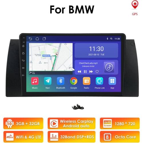 Android 10 Car Radio Player for BMW 5 E39 E53 E38 X5 1995-2001 2002 2003 2004 2005 2006 Navigation GPS 2 Din Multimedia Video