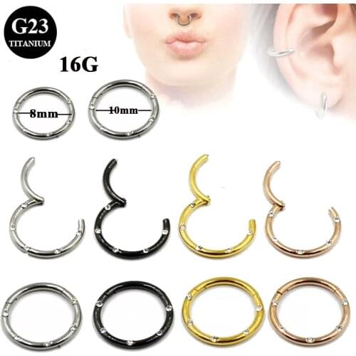 BOG-40PCS New G23 Titanium Hinged Segment Ring 16g Nose Lip Nipple Septum Cartilage Nipple Tragus Clicker Captive Body Piercing