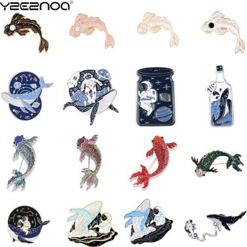 Cute Goldfish Enamel Pin Denim Lapel Fish BadgeFamily Kid Blessing Gifts Friends Personality Jewelry Children Coat Backpack Icon