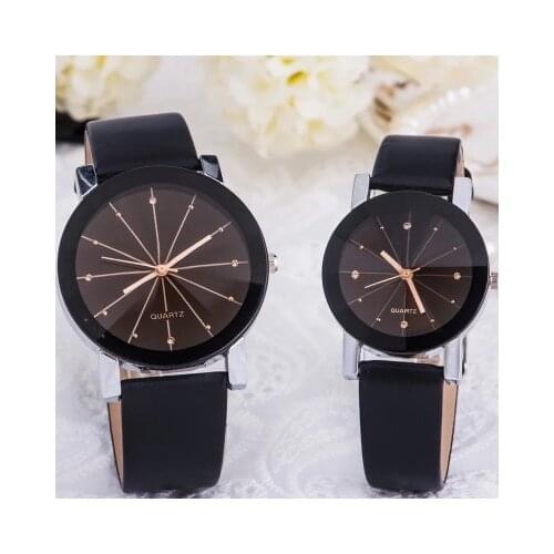 Men Women Leather Strap Line Analog Quartz Ladies Wrist Watches Fashion Couple Watches For Lovers Womens Watches Brand Luxury
