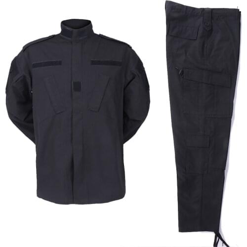 Work Uniform For Men Army Camouflage Combat Uniform Shirt and Pants Tactical Design Black Color