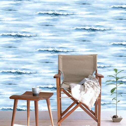 Decorative Wallpaper Home Decoration Blue Ocean Vast Sea Water Spray Wall Paper Designs for Children Boys Bedroom papier peint