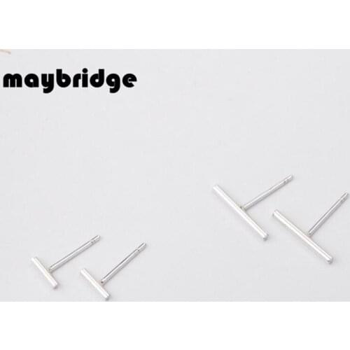 EM111 Fashion Simple Needle Bar 6MM 12MM Stud Earrings Women Girl Silver Plated Jewelry Wholesale