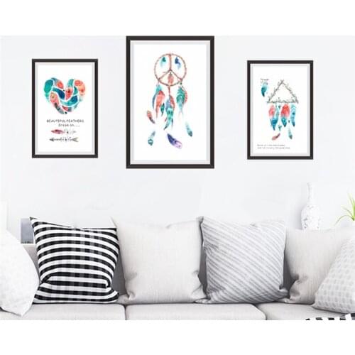 Fantastic Feathers Dream Catcher Pvc Frame Wall Stickers For Office Living Room Bedroom Mural Art Home Decoration Diy Wall Decal