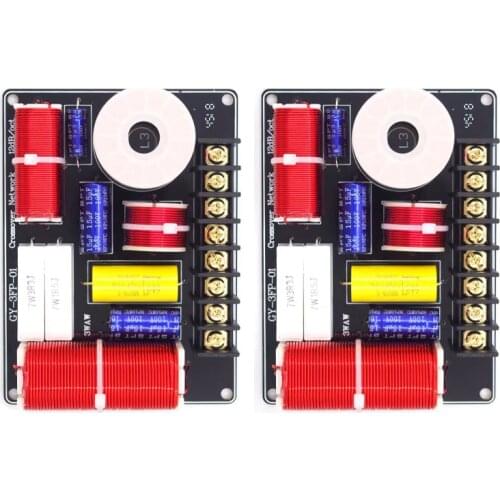 2PCS 3 Way 200W Speaker Treble Alto Bass Frequency Divider Home Theater Hifi Stereo 3Unit Circuit Stereo Audio Crossover Filters