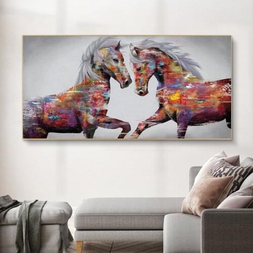 Running Horses Canvas Painting Animals Posters Prints Graffiti Street Wall Art Picture for Living Room Home Decoration Quadro