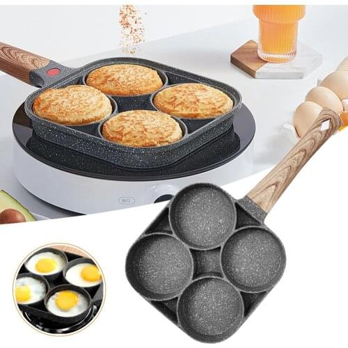 1pc Four-hole Frying Pot Pan Thickened Omelet Pan Non-stick Egg Pancake Steak Pan Cooking Egg Ham Pans Breakfast Maker Cookware