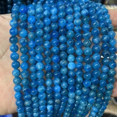 AA grade round Natural blue Apatite Beads For Jewelry Making Beads Bracelets For Women 15'' Needlework Spacer DIY Beads Trinket