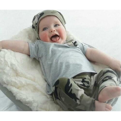 Summer 2020 Newborn Baby Boy Clothes Cotton T-shirt + Camouflage Pants Toddler Outfits Baby Boys Clothing Set Vest Fashion Short