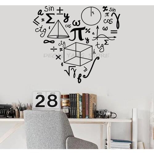 Math Symbol Wall Decal School Class Student Teen Room Interior Decor Mathematics Love Shape Vinyl Window Stickers Mural 1423